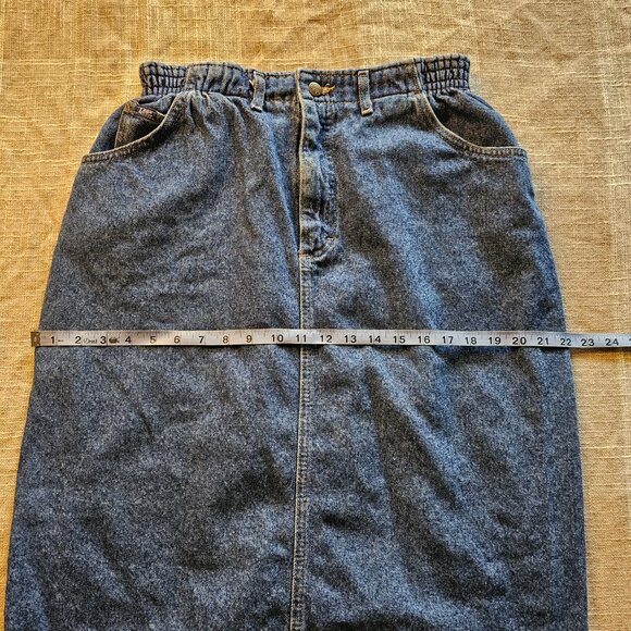 Vintage Casual Coastal Western Cottagecore Preppy Mid Rise Denim Midi Skirt - Picture 6 of 12